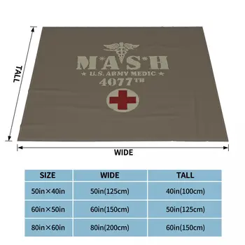 MASH 4077 US Army Medic Pătură, Cuvertură de pat Carouri Covor de Rugăciune Islam Carouri Ecosez Pat Cauciuc Fata 180 Cm