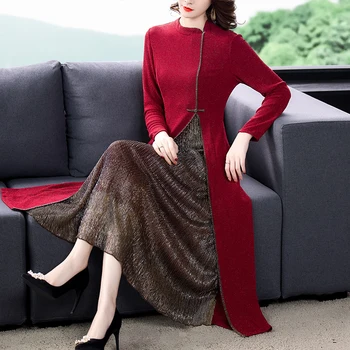 2022 Red Tricot Bumbac 5XL Plus Dimensiune Maxi Rochie Toamna Iarna coreean Solide Vintage Femei Rochie Bodycon Eleganta Casual Vestidos 