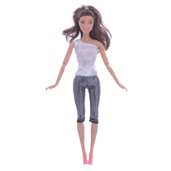 Papusa-Haine Din Două Piese Casual Costum Pentru Fata Barbie Si Iubitul Ei Ken Dress Up Papusa Accesstories Moda Jucarii Copii 