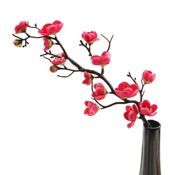 Red Plum Blossom Matase Flori Artificiale din material Plastic de Ramură Pentru Acasă Nunta DIY Decorare Camera de zi Spumă de Crăciun, Flori False # 