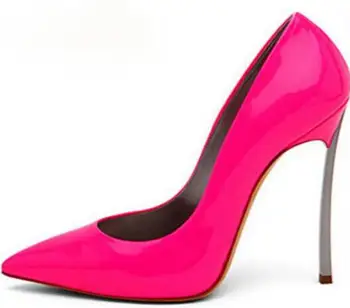 Vânzare Fierbinte Roz Din Piele De Brevet Femei Noile Pompe De Moda Sexy Varf Ascutit Lama Toc Doamnelor Pantofi De Partid Alunecare Pe Tocuri Înalte Părți De Încălțăminte 
