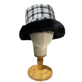 Moda Mii de Insule Verifica Pălărie de Toamnă și de Iarnă Pălărie Găleată în aer liber Îngroșa Fedora Pălărie Rece-dovada de Pluș Doamnelor Pălărie Găleată 