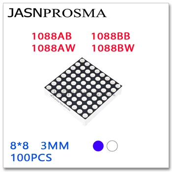 JASNPROSMA 8X8 3 MM LED Albastru alb 32mmX32mm 100BUC 1088AB 1088BB 1088AW 1088BW anod catod Matrice Digitală Tub Comun 