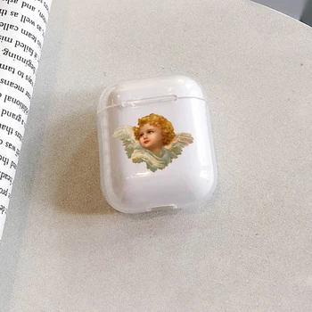 Drăguț Caz Pentru Apple airpods caz de Desene animate Înger Copil fără Fir Bluetooth Casti Caz Clar Pentru Airpods 1 2 Silicon Moale Caz 
