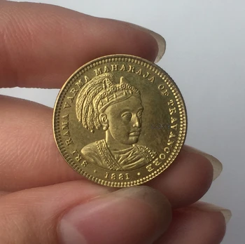 India 1881 Monedă De Aur Din Metal Alama Copia Fisei 