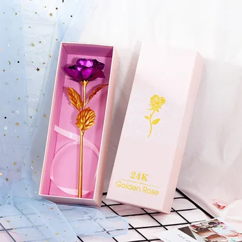 Meldel 24K Placate cu Folie de Aur a Crescut de Flori Artificiale Flori Rose Galaxy Cutie de Ziua Îndrăgostiților, Ziua de Crăciun Cadou Creativ 