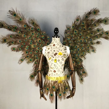 Pene de păun adult aripi de înger recuzită catwalk show recuzită festivalul Pană de Înger aripa Fereastră decor de performanță etapă elemente de recuzită 