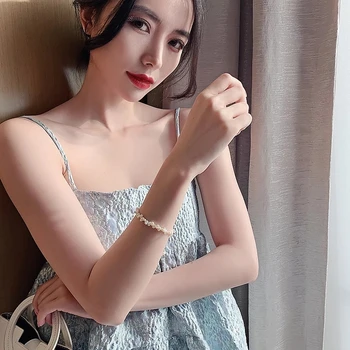 Simplu Alb Natural de apă Dulce Pearl Brățară pentru femei Coreea de Vânzare Fierbinte Moda Bijuterii Simplu de zi cu Zi a Femeilor Sălbatice Brățară 