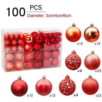 100 Buc/Set bile de Crăciun pom de Crăciun decoratiuni Luminoase mingea matt pulbere minge minge minge de gol Decor Acasă de Anul Nou 5Option 