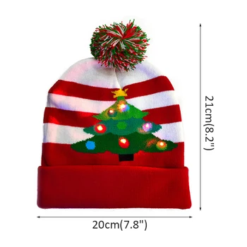 Led-uri de Crăciun Pălării de Crăciun Pulover Tricot Pălărie Cu Led-uri de Lumină de Crăciun Aprinde Beanie Hat Pentru Copii Adulți Decor de Anul Nou Capac 
