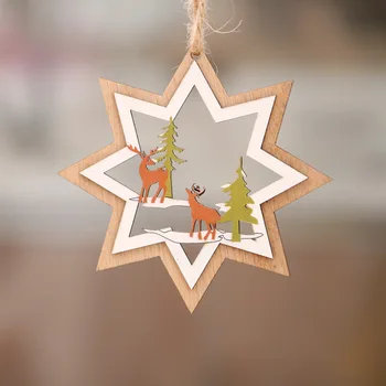 2021 Agățat De Crăciun Ornament Din Lemn Moș Crăciun Cerb Bell Decor Pom De Crăciun Roșu Alb Fulg De Nea Cadouri Pentru Copii De Anul Nou 