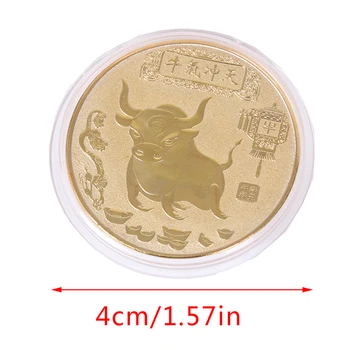 2021 An Ox Monedă Comemorativă Zodiac Chinezesc De Suveniruri Monede Meșteșugul Cadou 