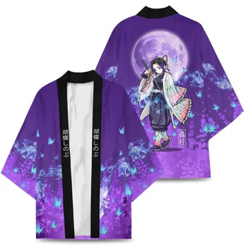 Noul Anime Demon Slayer Kochou Shinobu Costume Cosplay Kimono Femei Fata Cardigan Jacheta Pijamale, Halat De Baie Haori Mantie De Sus 